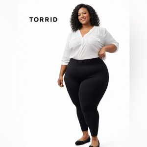 Torrid Studio Deluxe Stretch Pixie Pants Black 1X Short Pull-On